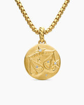 Libra Amulet in 18K Yellow Gold with Diamonds, 19mm